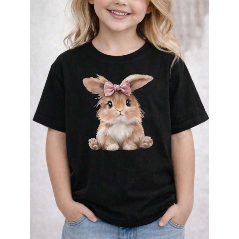 Blusinha Camiseta Infantil Menina Estampada Coelhinho 100%Algodão Kids Envio Rápido Blusa Estilosa