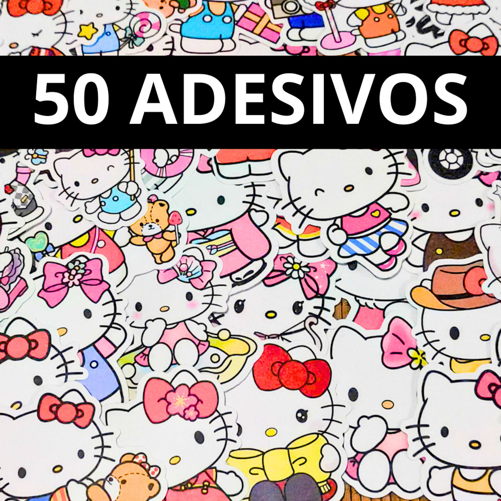 50 Adesivos Hello Kitty Impermeáveis em Vinil