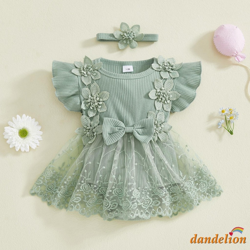 Vestido Body Bebê Menina Verão Manga Voadora Tule Bordado com Faixa de Cabeça Roupa de Bebê Verão Macacão em Oferta na Shopee