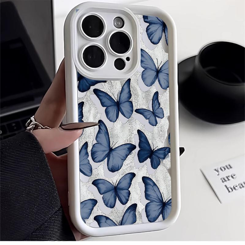 Capinha Capa Para iPhone 11 12 13 14 15 16 Pro Max Plus 17 AIR PRO MAX XR borboleta Silicone Anti-impacto em Oferta na Shopee