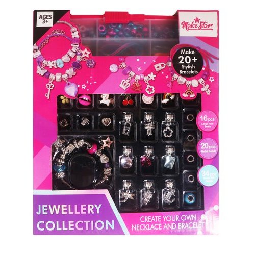 BellaCharm Atelier Set Kit Miçangas Infantil Completo para Fazer Pulseiras e Colares + Maleta Organizadora Criativa Educ