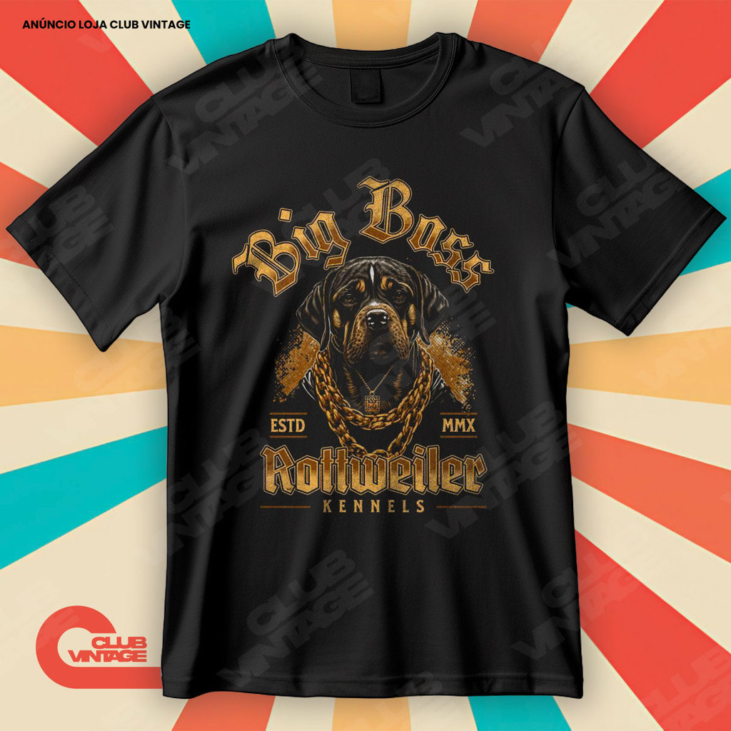 Camiseta Big Boss Cachorro Rottweiler Kennels Blusa Camisa Animais 100% Algodão