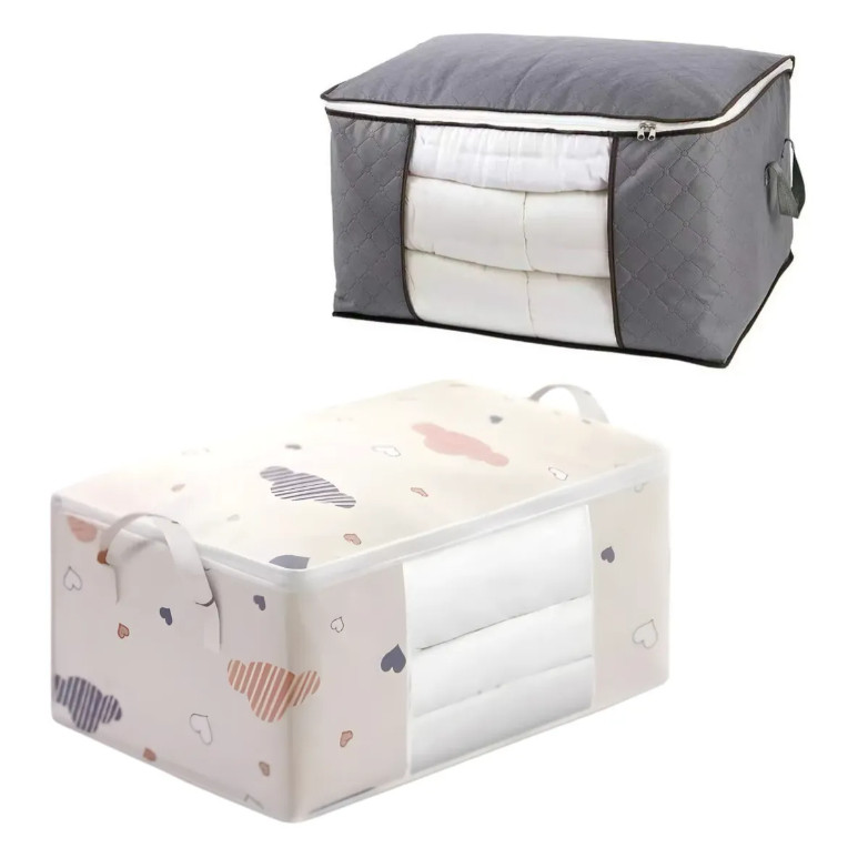 Kit 2 Sacos Organizadores Dobrável Para Edredom E Roupa De Cama Guarda-roupa Armário