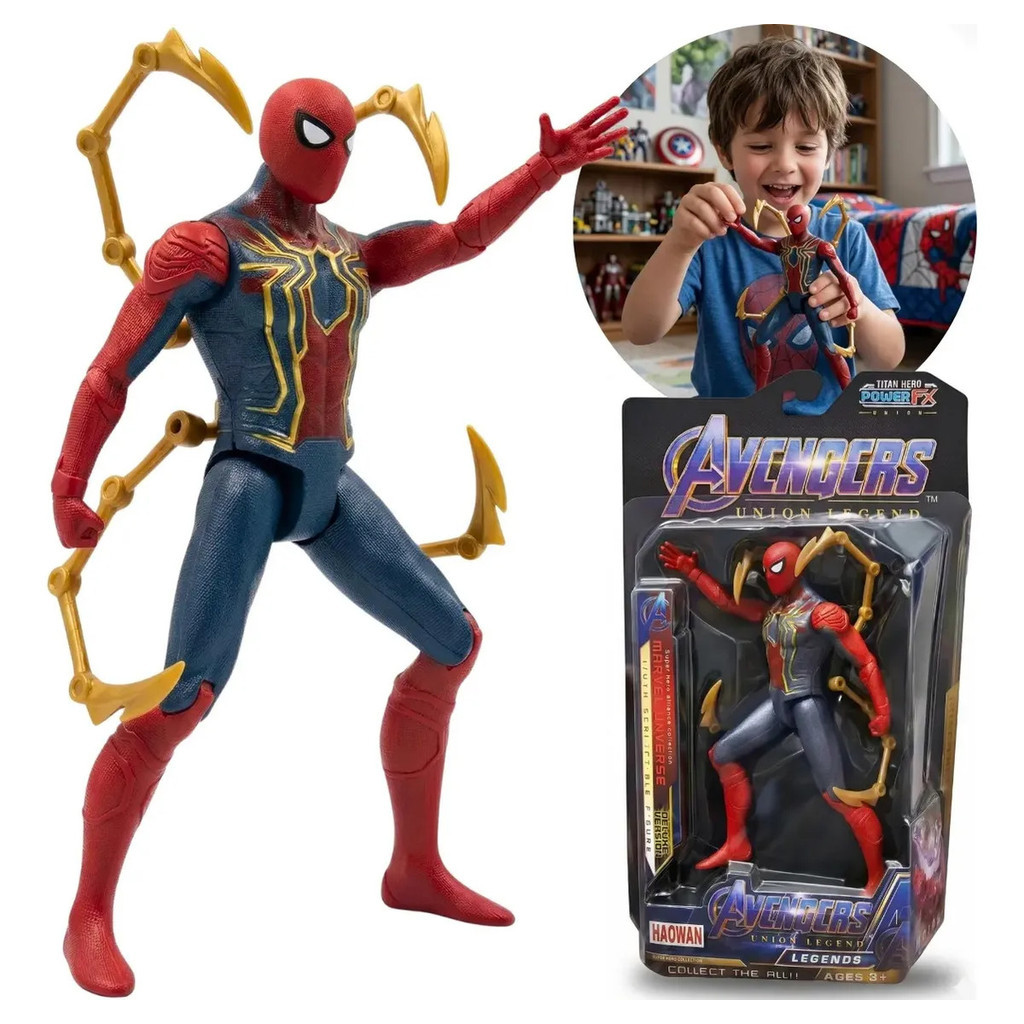 Boneco Homem Aranha Flexível C/ Luz E Garras Action Figure