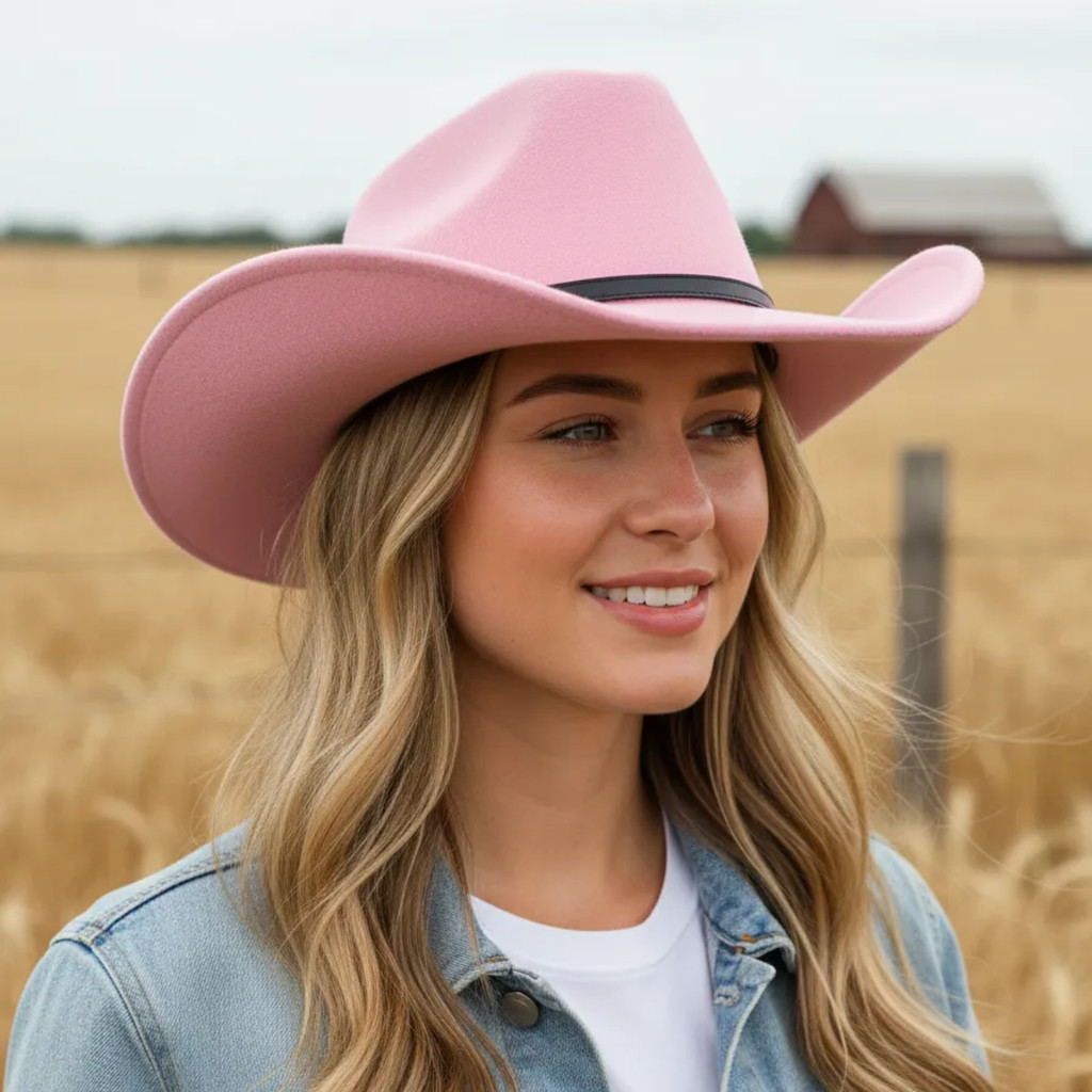 Chapéu Country Rosa Bebê Americano Barretos Rodeio Cowboy Sertanejo Festa Do Peão