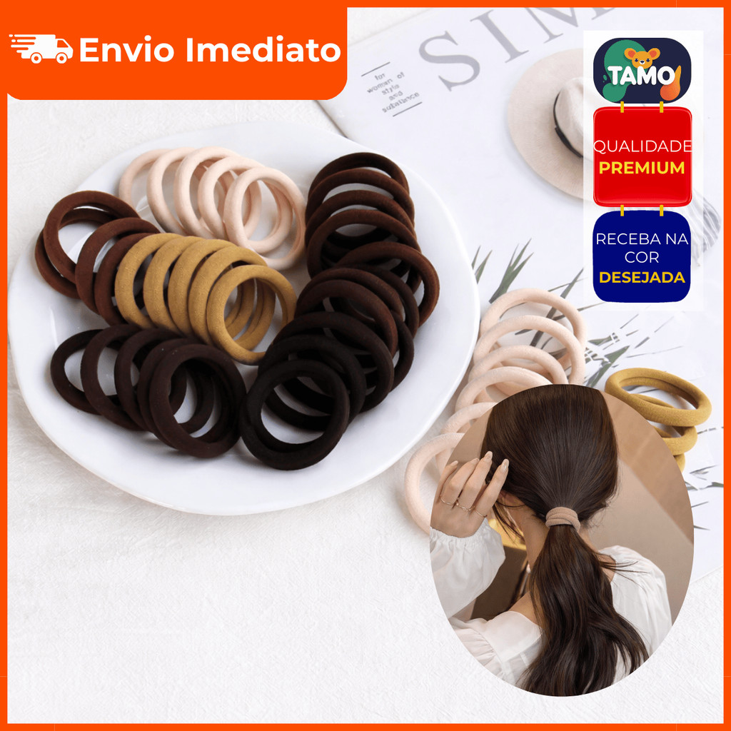100/50 Xuxinhas de Cabelo Meia de Seda – Marrom, Nude, Bege e Preta Trend Rabico