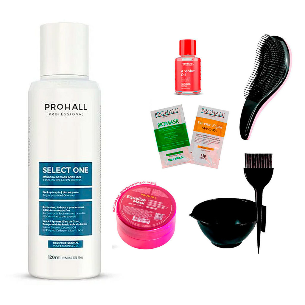 Select One Prohall 120ml +Cumbuca/Espátula/Pincel/Sachê/Equalize 50g/Óleo7ml