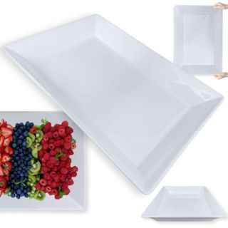Travessa 49cm Retangular Funda para Buffet Restaurante em Melamina Branca em Oferta na Shopee