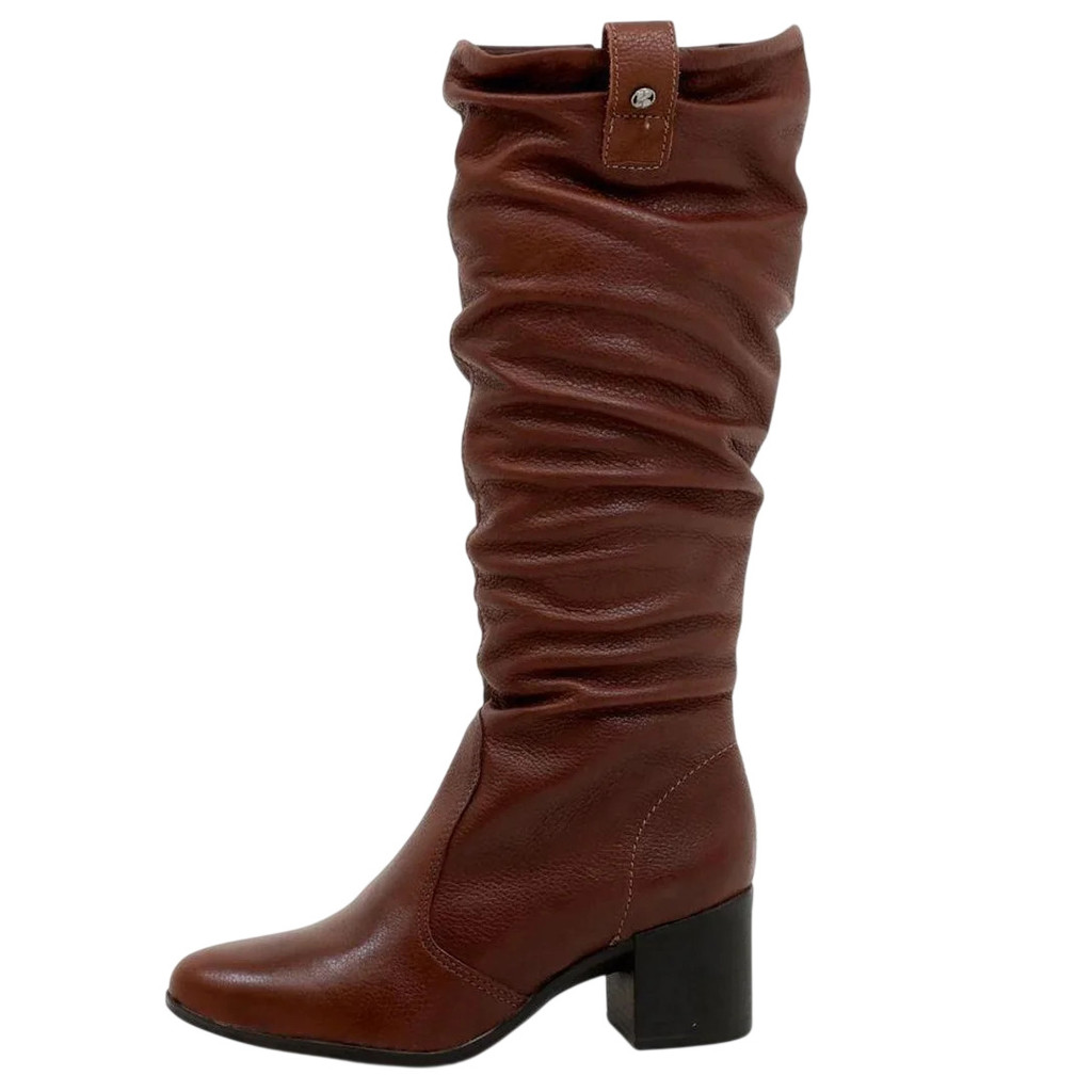 BOTA FEMININA BOTTERO CANO ALTO 346920 COURO SALTO BLOCO 6CM