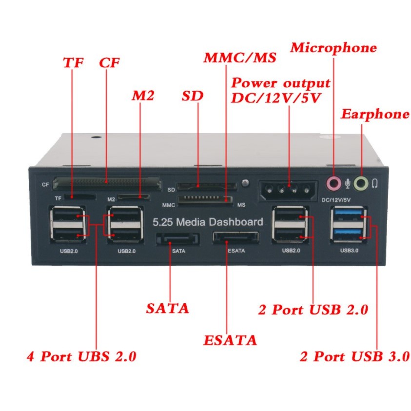 Painel multifuncional de mesa chassi frontal USB3.0 caixa de disco rígido embutido leitor de cartão de unidade óptica de