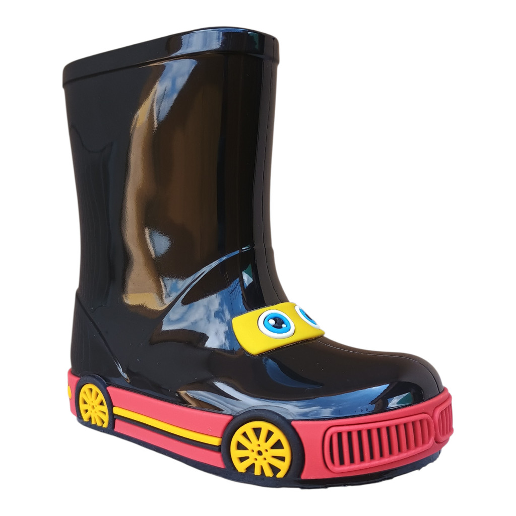 Galocha Flat Bota de Chuva Infantil Menino Luelua Carrinho