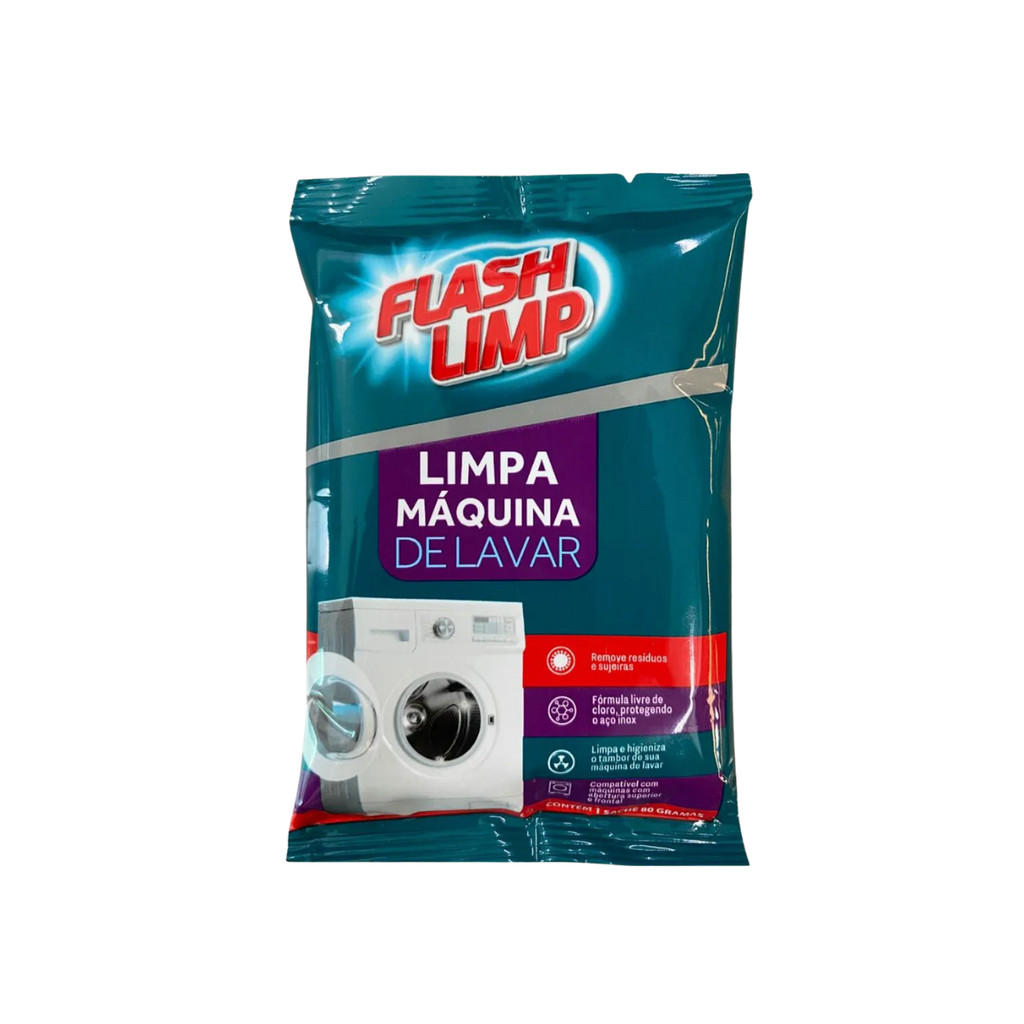 Limpa Máquina de Lavar Roupas em Pó 80g Flashlimp em Oferta na Shopee