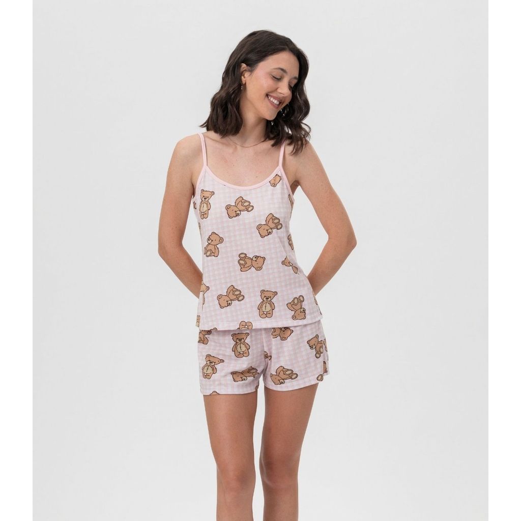 Short Doll Alcinha Ursinhos Mensageira Da Paz Rosa em Oferta na Shopee
