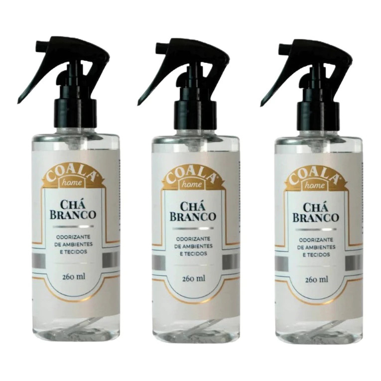 Kit 3 Unidades Coala Odorizante de Ambientes e Tecidos Chá Branco Extremamente Cheiroso 260ML