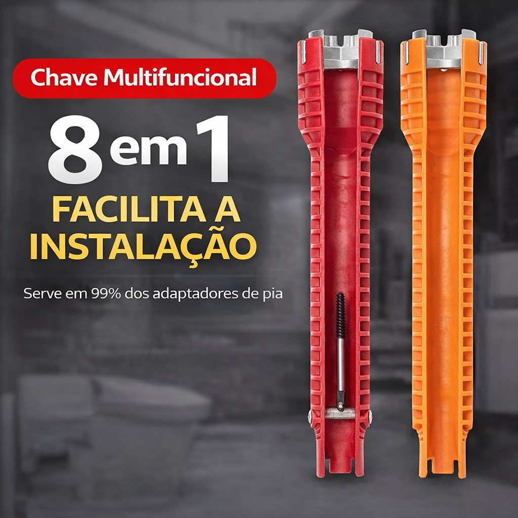 Chave Hidráulica de Encanamento Para Cano, Troca Torneiras Multiusos e Pia 8 Em 1 Profissional Ferramenta De Instalação