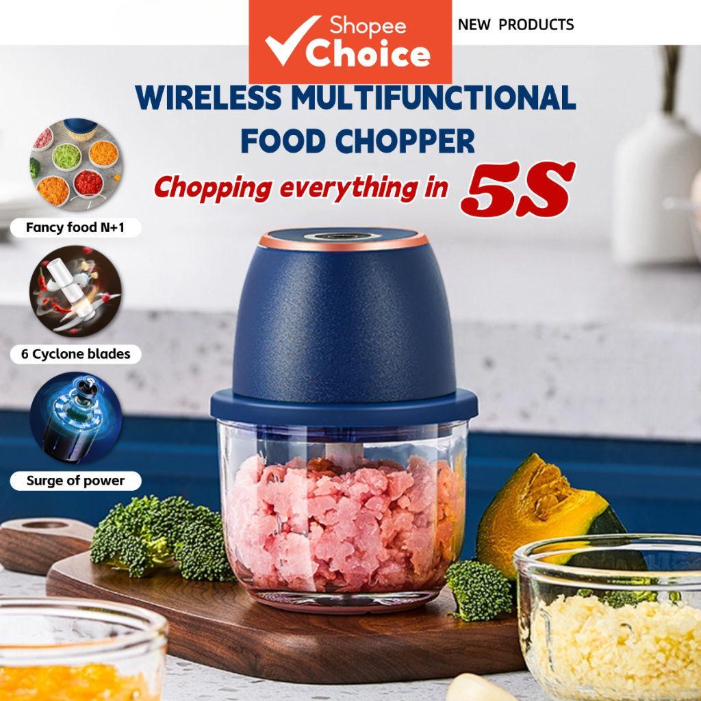 Picador de Alimentos Elétrico em Aço Inoxidável 304 A11- 350ML Mini Misturador Manual Sem Fio USB