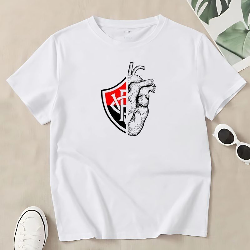 Camisa Do Vitória Masculina Confortável Camiseta de Time Baiano Blusa Esportiva Branca Masculina Confortável