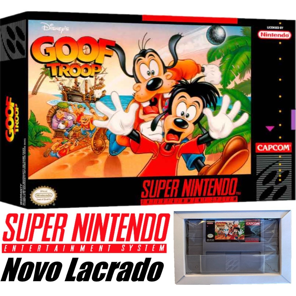 Cartucho Goof Troop Super Nintendo Pateta & Max Disney Fita de SNES Capcom Completo Novo Lacrado Na Caixa