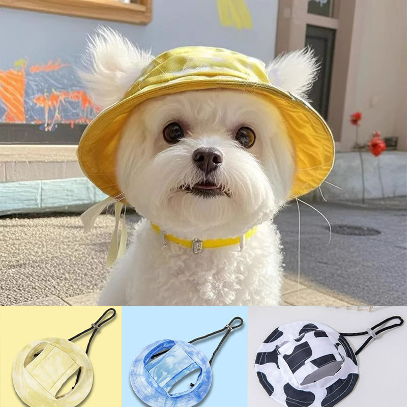 Chapéu De Sol Para Cachorro De Verão , Buracos Orelha , Protetor Solar Ajustável , Boné De Pescador Animais De Estimação