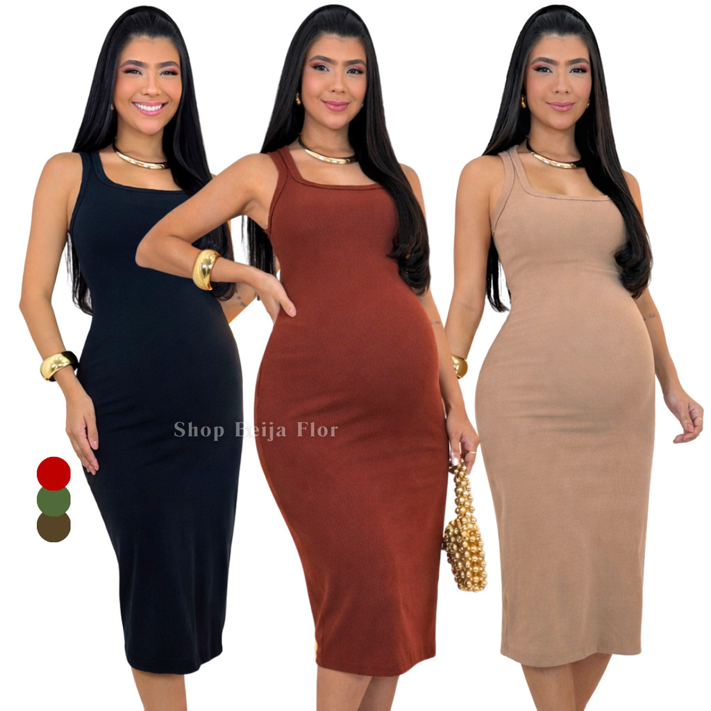 Vestido Gravida Canelado Zero Transparencia Confortavel Estica na Gestação 0 a 9 meses