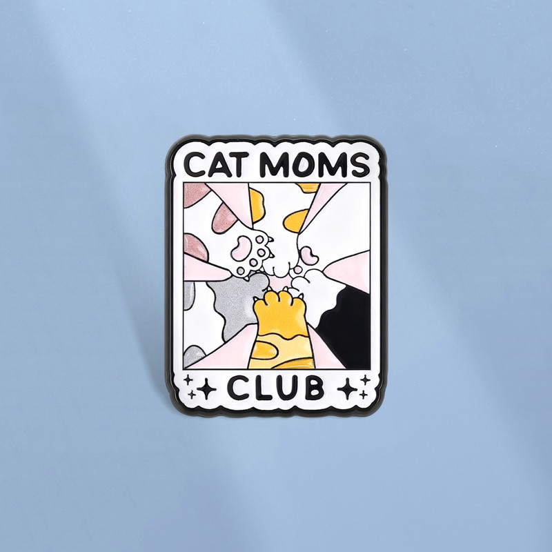 Kawaii Gato Mães Clube Esmalte Pino Bonito Pata Dos Desenhos Animados Broche Lapela Emblemas Mochila Acessórios Presente