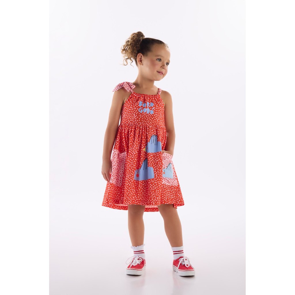 Vestido Infantil em Algodão Três e Já