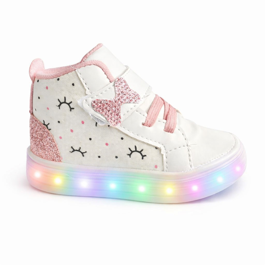 Tenis Botinha Borboleta Menina Luz de Led Branco Glitter em Oferta na Shopee