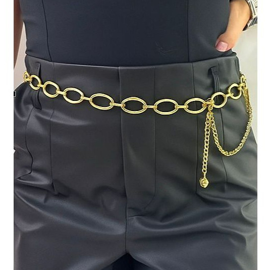 cinto de corrente de cintura de corrente feminina oval simples e versátil de moda feminina importado tendência verao