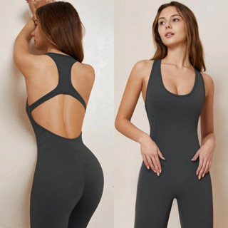 Macacão Fitness Feminino Sem Costura Modelador Cintura Alta Costas Vazadas Academia Casual em Oferta na Shopee