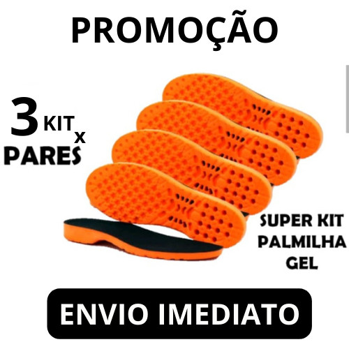 Palmilha Ortopédica em Gel para Botas e Coturnos Kit 3 Pares Anti-impacto Conforto Trabalho