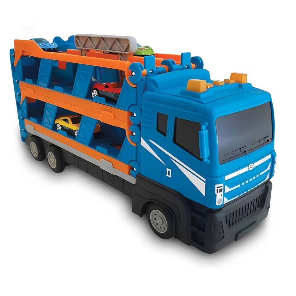Caminhão Porta Carrinhos com Pista - Ultrax - Luz e Som - ST Import em Oferta na Shopee
