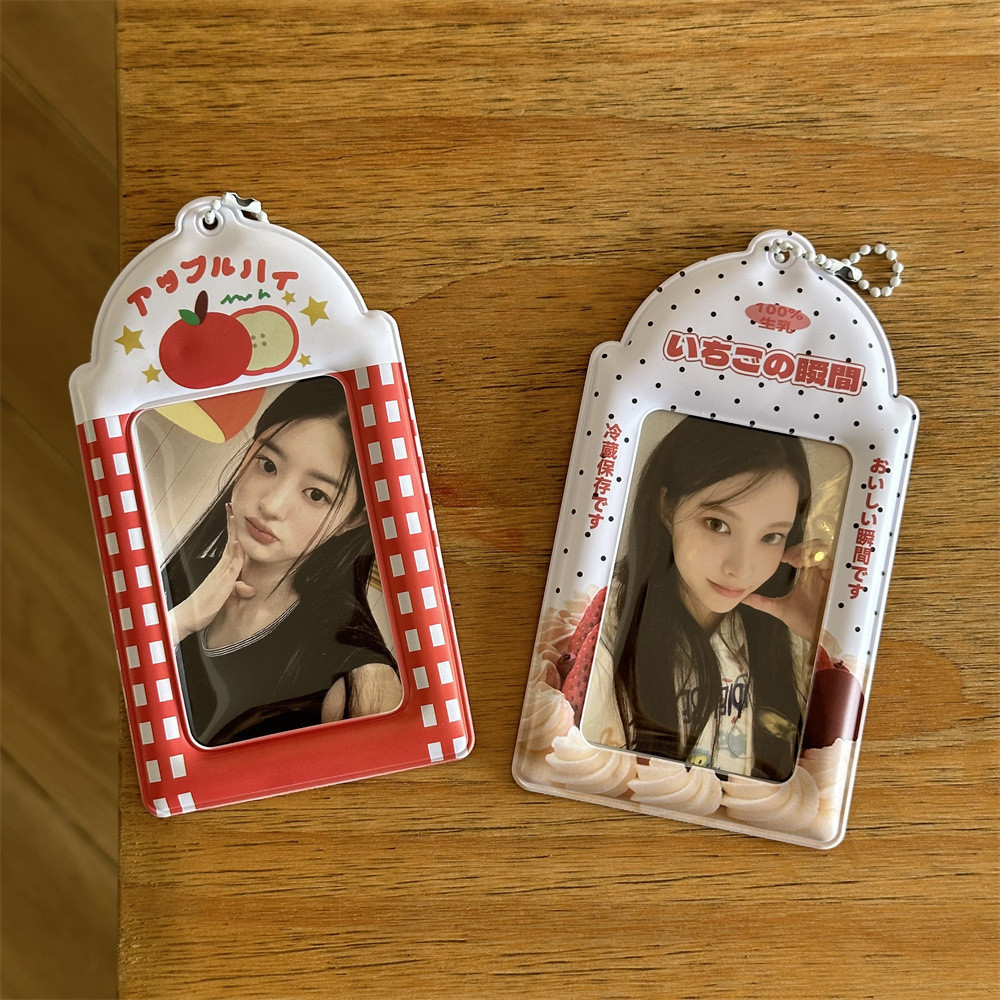 Porta-cartões Polaroid de 10cm em estilo Ins, com estampa de morango, creme e maçã, para armazenamento e exibição de car