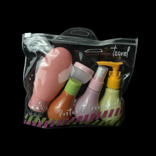 Kit Viagem Portátil 5 Frascos + Necessaire Transparente em Oferta na Shopee