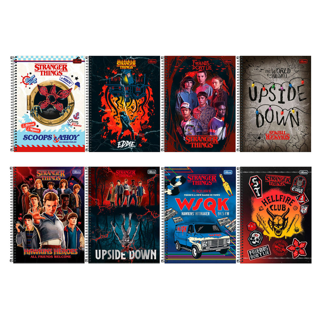 Caderno espiral capa dura universitário 1x1 80 folhas Stranger Things Tilibra