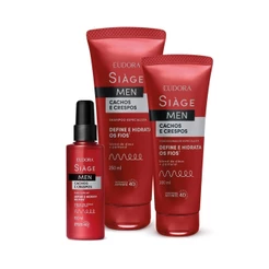 Kit Siàge Men: Condicionador Cachos e Crespos 200ml + Shampoo 250ml + Oleo Capilar 100ml