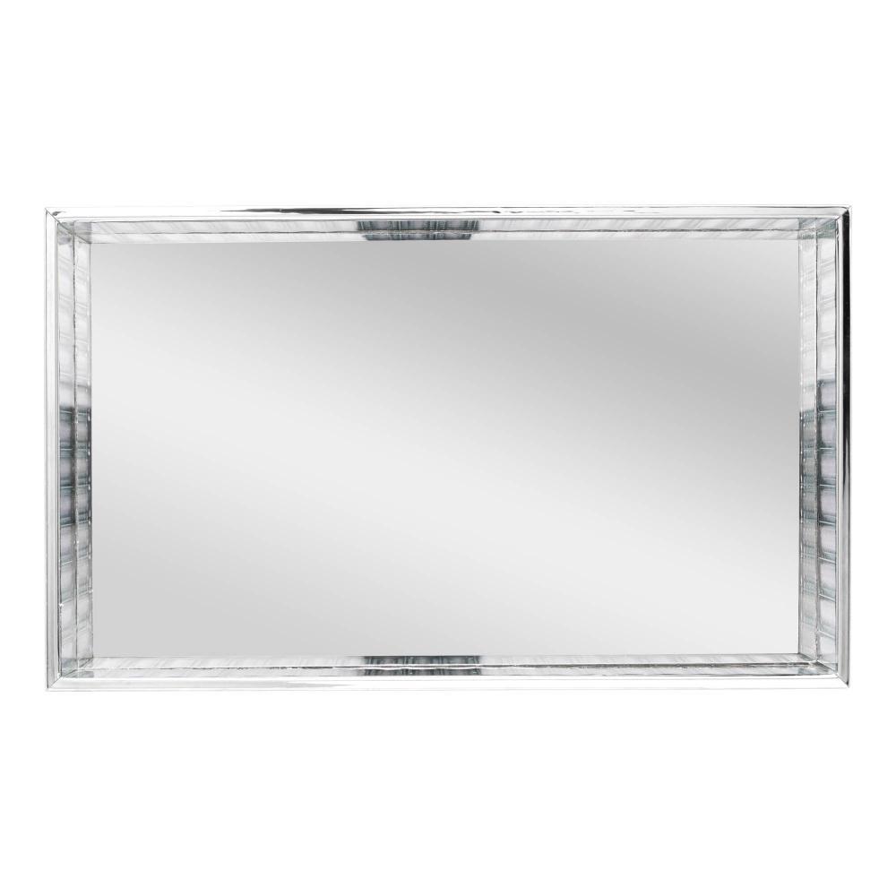 Bandeja Lyor de Metal com Espelho Prateada 30cm x 20cm x 4cm em Oferta na Shopee