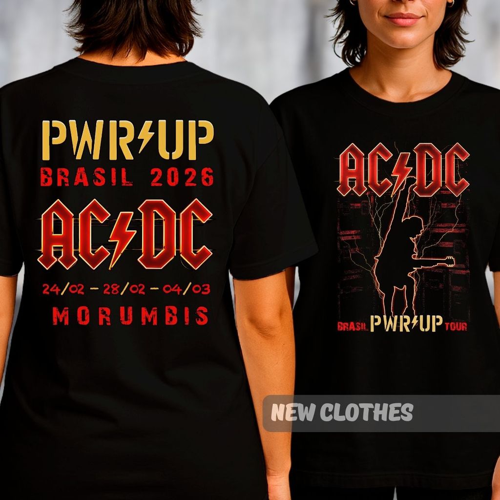 Camiseta Unissex Banda Ac Dc Rock Clássico Power Up Tour Brasil 2026 em Oferta na Shopee