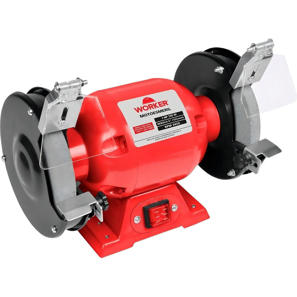 Moto Esmeril Lixadeira De Bancada 6 Pol 735w 1cv Worker