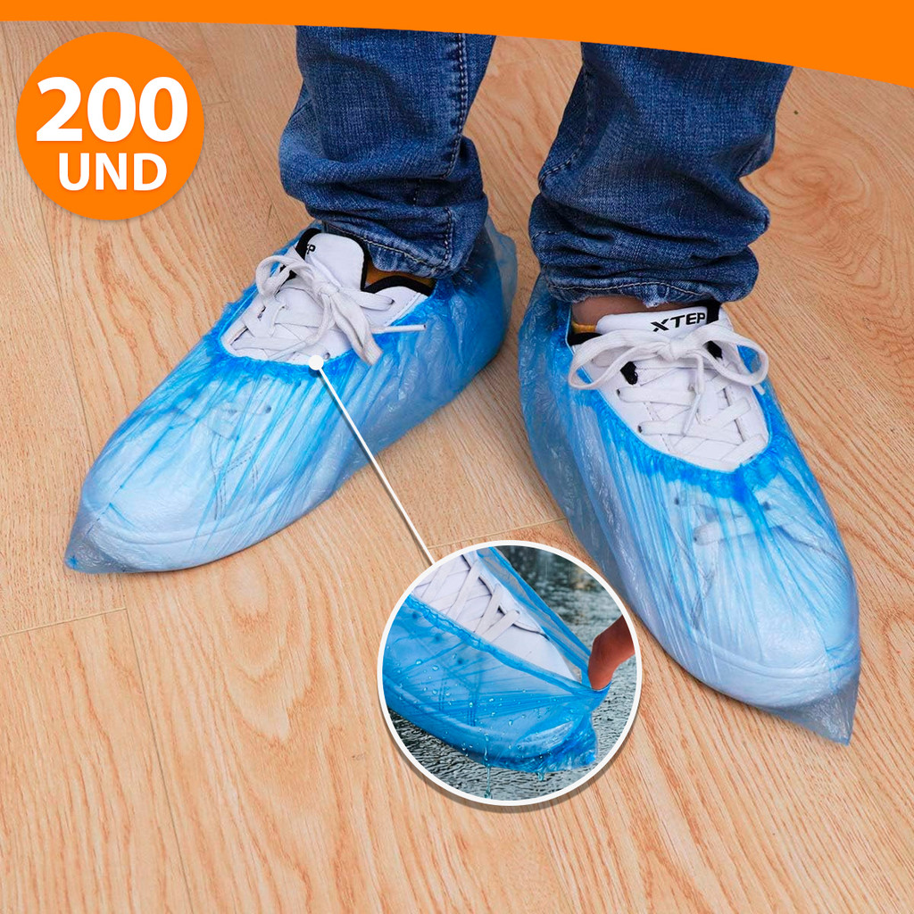 Kit 200 Peças Protetor Plástico Impermeável De Sapatos Sapatilhas Descartáveis Propé 30x15CM