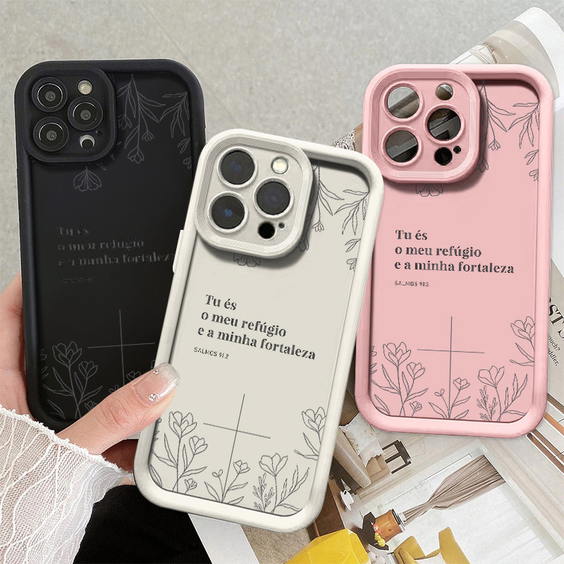 Capinha Capa de silicone Anti-impacto Estilo de fé suave para iPhone XR 11 12 13 14 15 16 17 pro max plus case em Oferta na Shopee