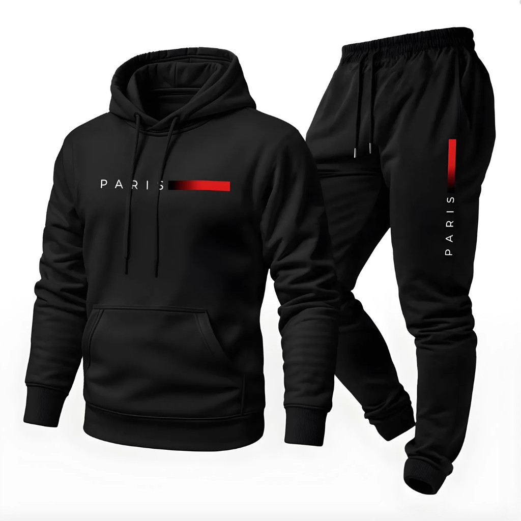 Kit Moletom Conjunto Canguru + Calça Flanelado Estampa Paris Unissex Com Capuz Algodão Promoção em Oferta na Shopee