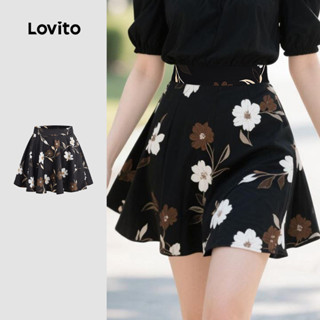 Lovito  Saias Casuais Babado Bainha Padrão Primavera/verão Saias para Mulheres L172ED1646 em Oferta na Shopee