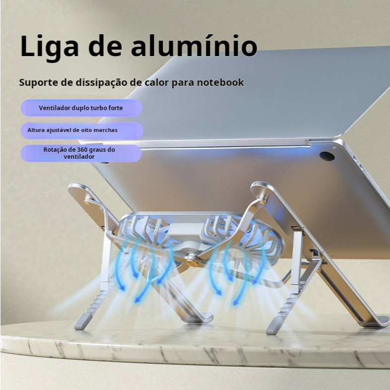 Suporte Para Notebook Com Dupla Refrigeracao Dobrável 360° velocidade de 3000 RPM Tomate