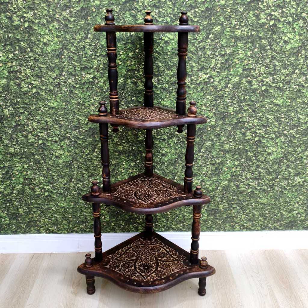 Cantoneira Estante Indiana 4 Andares Entalhada Decoração em Oferta na Shopee