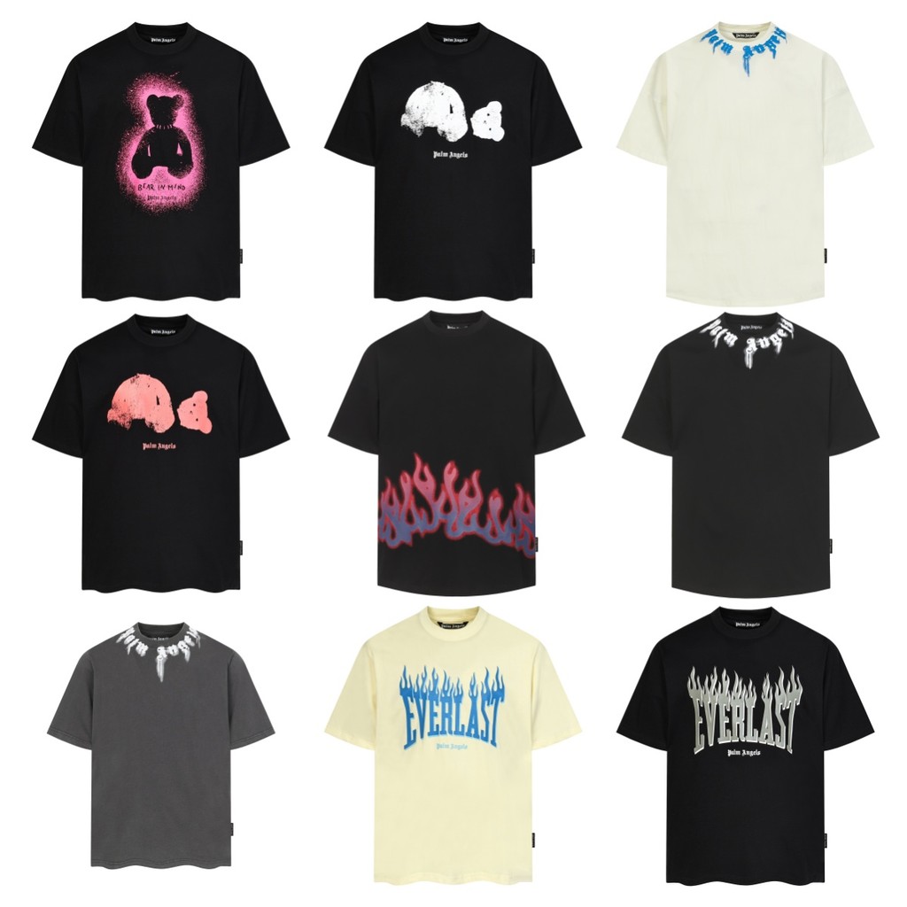 Palm Angels Urso Decapitado Manga Curta Linda Moda High Street Carta Camiseta Casual
