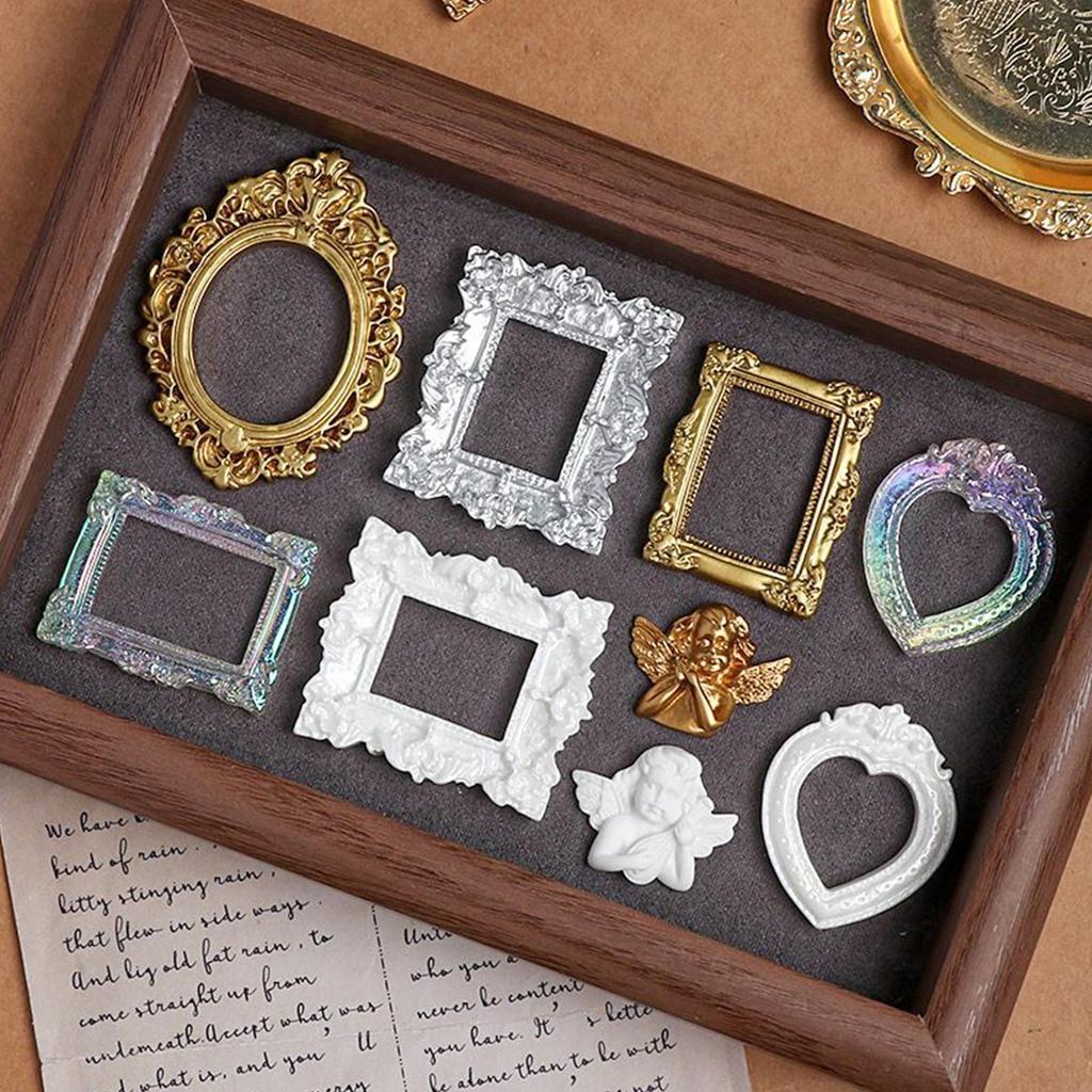 Molduras Em Miniatura Antiga Pequena Resina Vintage Fotografia Decoração 9 Peças Mini Exibição De Imagem DIY Fuanbr