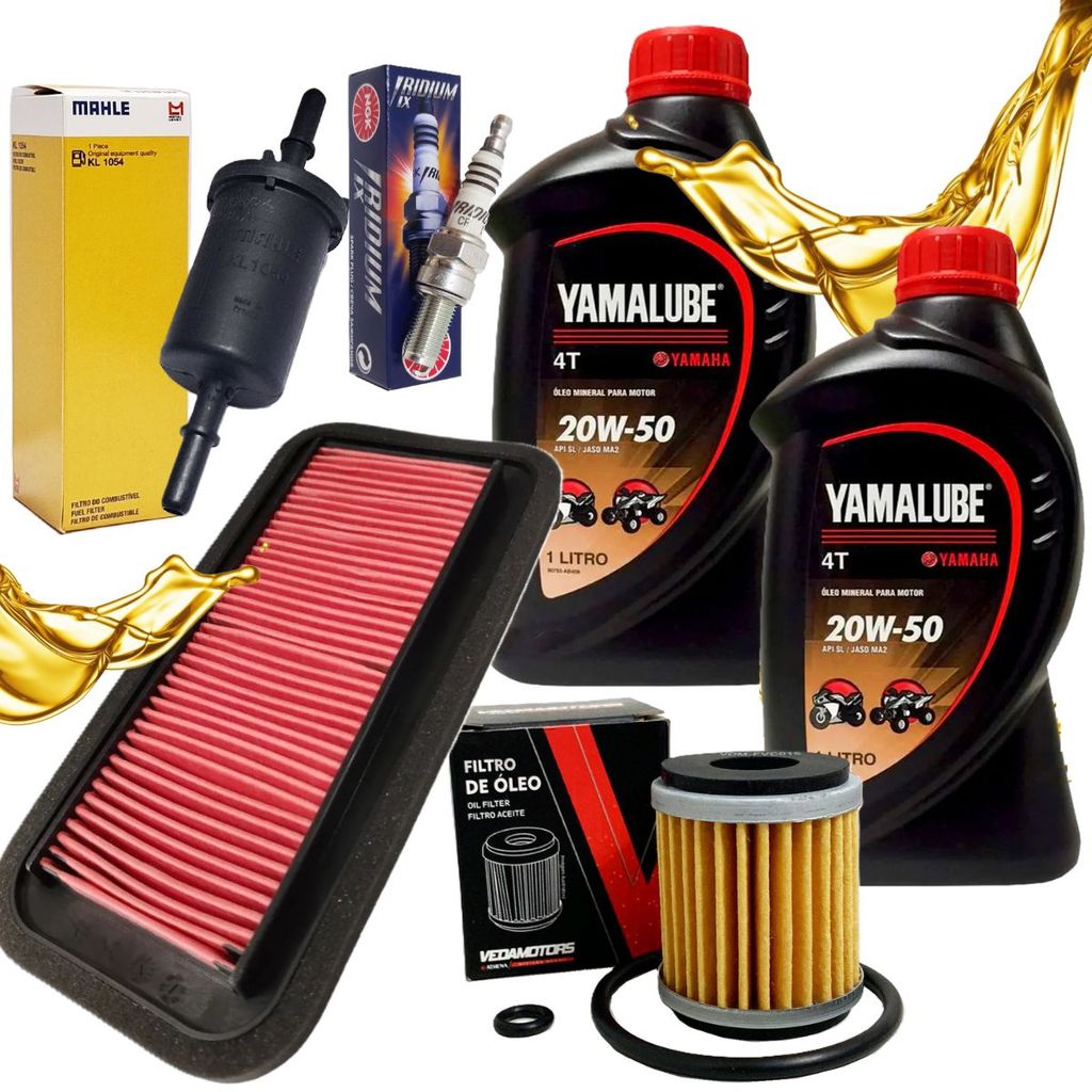 Kit Revisão Fz25 250 Troca Óleo Yamalube 20w50 + FIltros e Vela Iridium Ngk em Oferta na Shopee