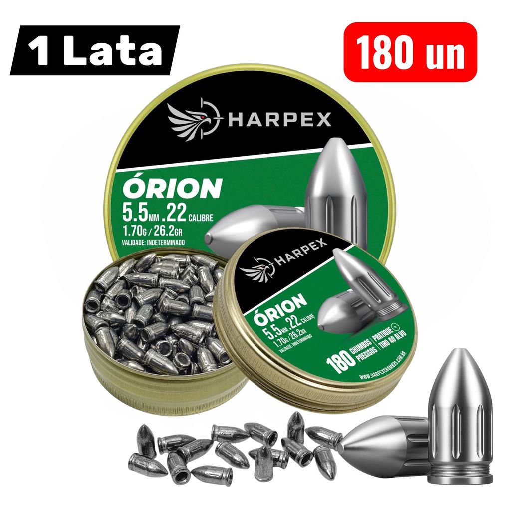 Chumbinho ÓRION 5.5mm Harpex - 180 und LATA / POTÊNCIA E PRECISÃO!