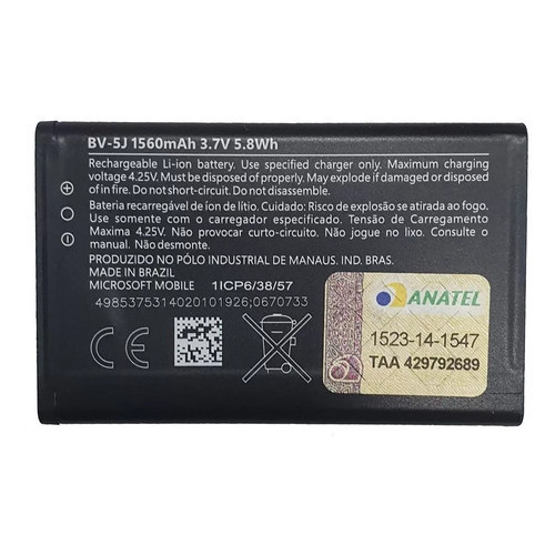 Bateria modelo compatível BV-5J para Nokia Lumia 520/521/525/530