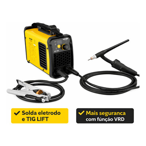 Inversor De Solda 120a Bivolt Eletrodo Tig Com Máscara Amarelo/preto 127/220v